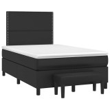 VidaXL Pat box spring cu saltea, negru, 120x190 cm, piele ecologică 3270445