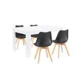 Cumpara ieftin Set de masă Lola 4+1 alb-negru