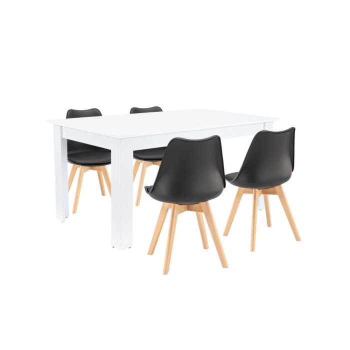 Set de masă Lola 4+1 alb-negru