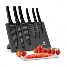 Klarstein KISSAKI SET DE CUTITE FORMAT DIN 7 PIESE, STATIV MAGNETIC, ACOPERIRE NON STICK, LAME ONDULATE, NEGRU foto