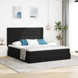Cumpara ieftin Pat cu LED si saltea Negru 160 x 200 cm Catifea