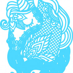 Sticker decorativ, Mandala, Unicorn, Albastru, 75 cm, 7362ST-1