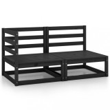 Gossi set mobilier de gradina, 2 piese, negru, lemn masiv de pin