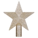 V&acirc;rf Brad Crăciun, Stea, Glitter, Bej șampanie, 15 cm, Oem