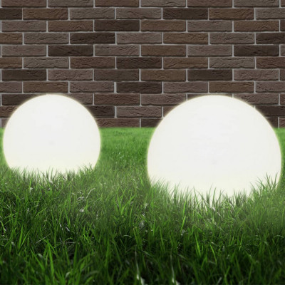 vidaXL Lămpi bol cu LED, 2 buc, sferice, 30 cm, PMMA foto