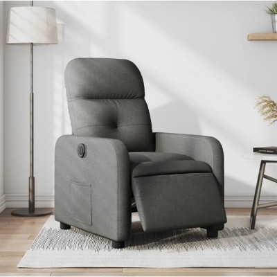 vidaXL Fotoliu rabatabil electric, gri &amp;icirc;nchis, material textil foto