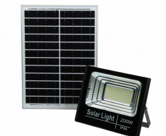 Proiector 200W cu Panou Solar, Telecomanda foto