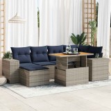 Gossi set canapele de gradina, 7 piese, cu perne, gri, poliratan