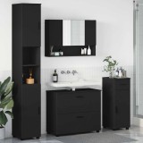 VidaXL Set de mobilier pentru baie cu ușă 4 pcs Negru 30 x 35 x 192 cm 3393054