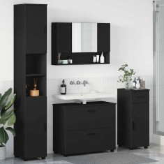 vidaXL Set de mobilier pentru baie cu ușă 4 pcs Negru 30 x 35 x 192 cm 3393054