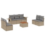 Set canapele de gradina, 8 piese, cu perne, bej, poliratan
