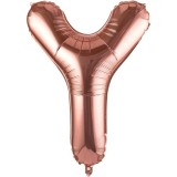 Balon folie metalizata litera y, flippy, 80 cm, umflati cu heliu sau aer, ambalaj individual, pai inclus, rose gold