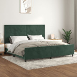 VidaXL Cadru de pat cu tăblie, verde &icirc;nchis, 200x200 cm, catifea