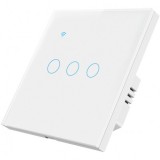 Cumpara ieftin Intrerupator Smart Touch iUni 3 Canale Wireless Sticla Securizata Control Vocal Alexa Google