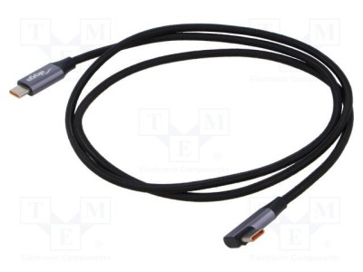 Cablu USB 2.0 USB C unghi nichelat 1m AKYGA foto
