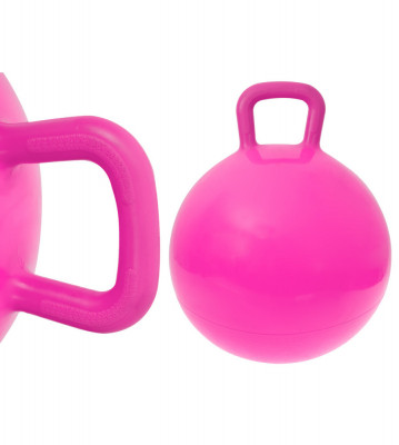 Minge gonflabila de sarit pentru copii cu maner, 45 cm, roz foto