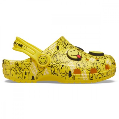 Saboți Crocs Classic Smiley World Clog Alb - White/Multi foto