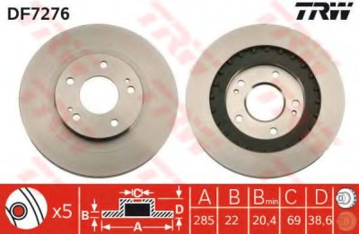 Disc frana MITSUBISHI PAJERO PININ (H6_W, H7_W) (1999 - 2007) TRW DF7276 foto