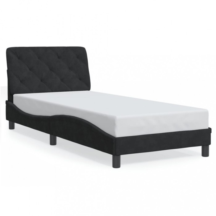 Gossi cadru de pat cu tablie, negru, 80x200 cm, catifea