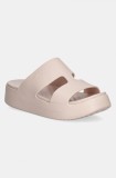 Crocs papuci Getaway Platform H - Strap femei, culoarea bej, cu platforma, 209409-6UR