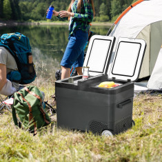 Outsunny Frigider Portabil Electric cu Compresor de 45L cu Maner Telescopic si Roti, pentru Masini si Camioane