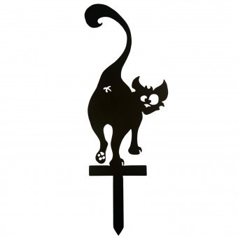 Decoratiune gradina / ghiveci Krodesign Back Cat KRO-1140, metal, inaltime 61 cm foto