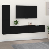 VidaXL Set dulap TV, 4 piese, negru, lemn prelucrat