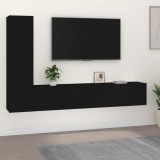 Cumpara ieftin Set dulap TV, 4 piese, negru, lemn prelucrat