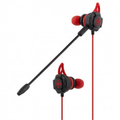 Casca gaming in-ear DELTACO GAMING, microfil detasabil, cablu 1.2m, negru/rosu foto