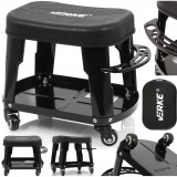 Taburet, scaun pentru atelier cu sertar si maner negru, 35x25cm 135kg, Verke