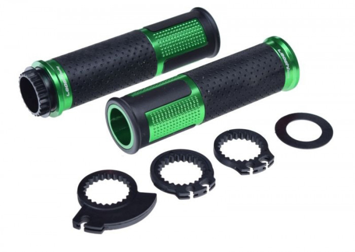 Set mansoane moto cauciuc/metal 654, culoare negru/verde Cod Produs: MX_NEW AW566014