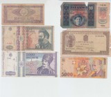 ROMANIA -LOT 6 BANCNOTE DETERIORATE 10 COROANE 1912 -500 LEI 1941-5000 LEI 1998, B1.187
