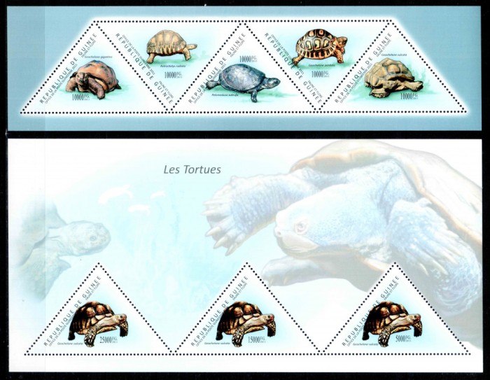 Guineea Guinea 2011, Mi #8610-8614 + Bl 1988, broaste testoase, MNH, cota 38 &euro;!