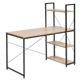Cumpara ieftin Birou PC cu raft din mdf maro stejar si metal negru Veina 120x60x122 cm