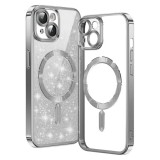 Husa pentru iPhone 15 Plus - Techsuit Luxury Glitter MagSafe - Silver