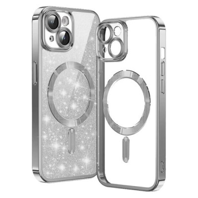 Husa pentru iPhone 14 Plus - Techsuit Luxury Glitter MagSafe - Silver foto