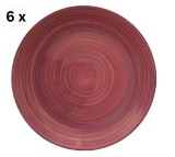 Set 6 farfurii intinse, 26 cm, Cesiro, Crem decorat cu spirala visinie