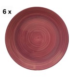 Set 6 farfurii intinse, 26 cm, Cesiro, Crem decorat cu spirala visinie