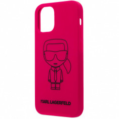 Husa TPU Karl Lagerfeld Iconic Outline pentru Apple iPhone 12 mini, Roz KLHCP12SSILFLPI