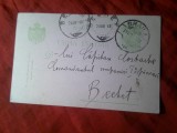 Carte Postala circulata 1913 Comandant Companie Pionieri Bechet , Timbru fix 5bani Ferdinand