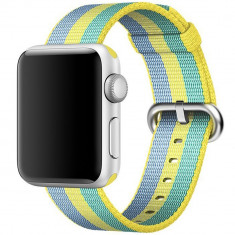 Curea iUni compatibila cu Apple Watch 1/2/3/4/5/6/7, 38mm, Nylon, Woven Strap, Pollen foto
