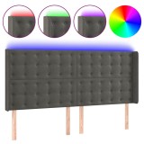 Cumpara ieftin Tablie de pat cu LED, gri inchis, 183x16x118/128 cm, catifea