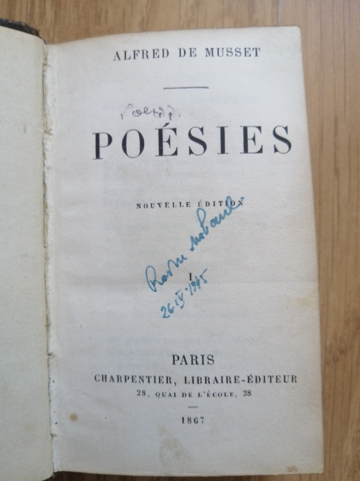 Alfred de Musset - Po&eacute;sies - Paris, Charpentier, Libraire &eacute;diteur, 1867, 2 tomes