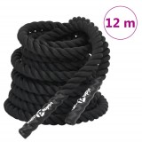 VidaXL Fr&acirc;nghie de lucru, negru, 12 m, 9 kg, poliester