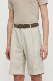 Tiger Of Sweden pantaloni scurți din l&acirc;nă Tulley culoarea bej, melanj, T72155005