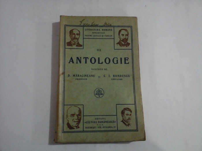 ANTOLOGIE pentru clasa III-a secundara, normala, seminariala - C. I. BONDESCU * D. MARACINEANU