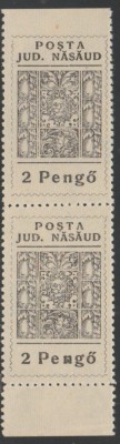 1945 Romania - Pereche de 2 Pengo Posta Locala Nasaud, varietate cu punct in n foto