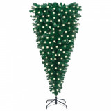 Pom de Crăciun artificial inversat LED-uri verde 240 cm