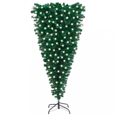 Pom de Crăciun artificial inversat LED-uri verde 240 cm foto