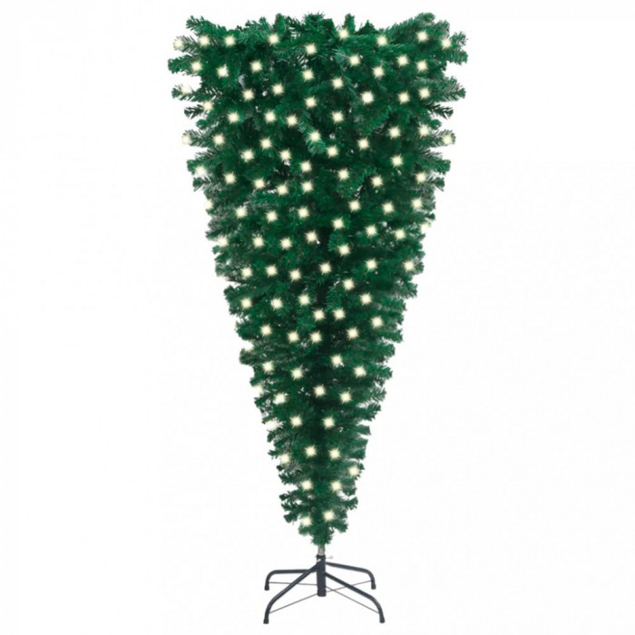 Pom de Crăciun artificial inversat LED-uri verde 240 cm